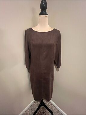 Vintage David Warren Brown Long Sleeve Sheath Dress, size 12